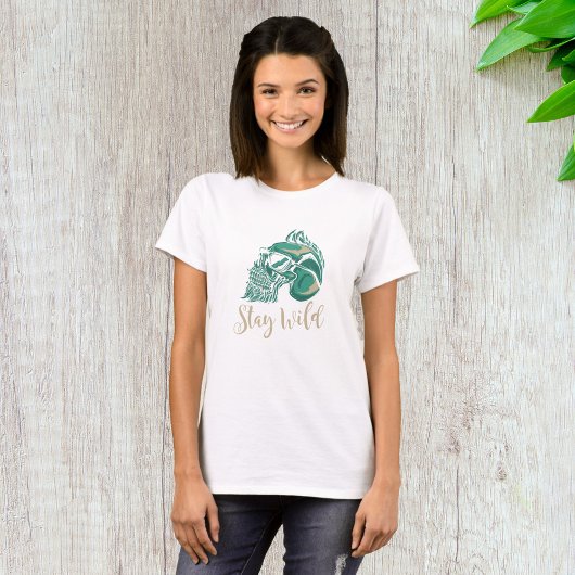 Blijf Wild Modern Baardige Schedel T-shirt
