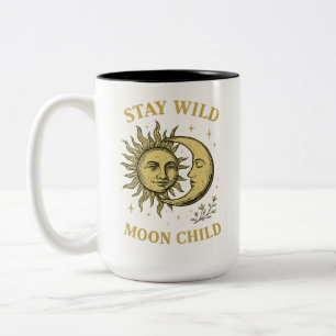 Blijf Wild Moon Child Art Tweekleurige Koffiemok