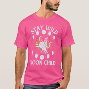 Blijf Wild Moon Child Celestial Mystical Cat Witch T-shirt