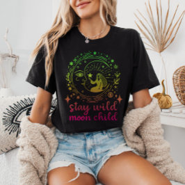 Blijf Wild Moon Child Gradient Celestial Witchy T-shirt