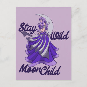 Blijf Wild Moon Child Moon Goddess Art MoonChild Briefkaart