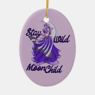 Blijf Wild Moon Child Moon Goddess Art MoonChild Keramisch Ornament