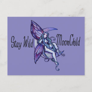 Blijf Wild MoonChild Moon Child Fairy Paars Briefkaart