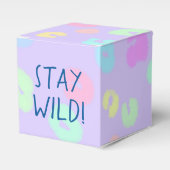"Blijf Wild!" Pastel Rainbow Leopard Print Bedankdoosjes (Voorkant Zijde)