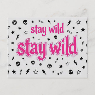 Blijf Wild Roze Grunge Rocker Ansichtkaart Briefkaart