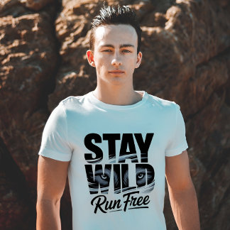 Blijf wild Run Free Wolf Eyes Wilderness Adventure T-shirt
