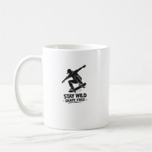 Blijf Wild Skate Gratis Skater Silhouet Ontwerp Koffiemok