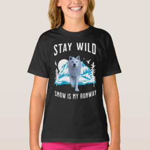 Blijf Wild Sneeuw Is Mijn Catwalk Wolf Kunst T-shirt