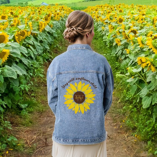Blijf Wild Sunflower Monogram Denim Jas Jacket