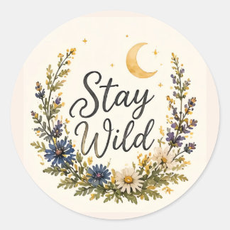 Blijf Wild WildBloemen Maan Stickers Boho Bloem