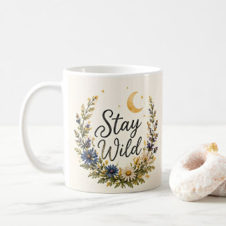 Blijf Wild Wilde Bloemen Maan Mok Boho Bloemstuk