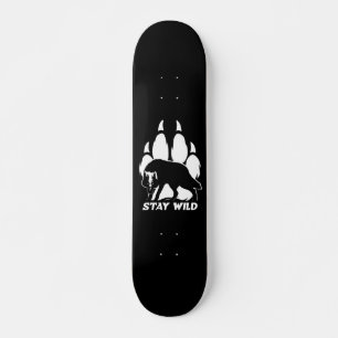 Blijf Wild - Wolf silhouet en voetafdruk Skateboard