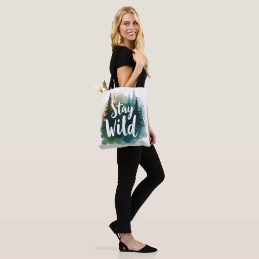 Blijf wilde Canvas tas | Natuur Art Shopper (Op model)