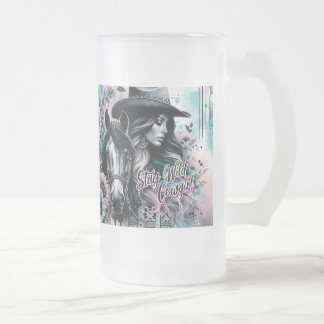 Blijf Wilde Cowgirl Gebeugelde Mok