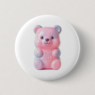 BLIJF ZACHT Smeltende Gummy Beer Ronde Button 5,7 Cm