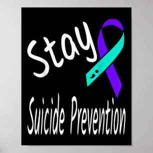 Blijf zelfmoordpreventie Ribbon Semicolon Awarenes Poster