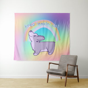 "Blijf zoeken!" Corgi Rainbow Wandkleed