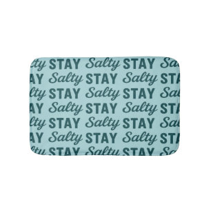 Blijf Zout Kust Teal Blauwe Grafische Print Strand Badmat