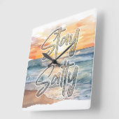 Blijf zout Sunset Beach Vierkante Klok (Hoek)