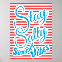 Blijf zout, zomerbloemen, zomerbloei, poster, rood