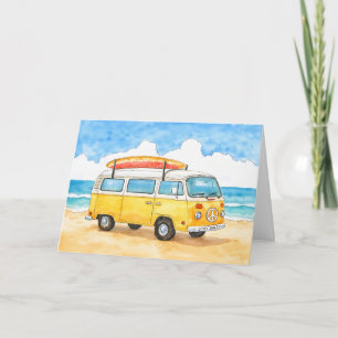 Blijf Zoutige Surfer Bus Strand Wenskaart Kaart