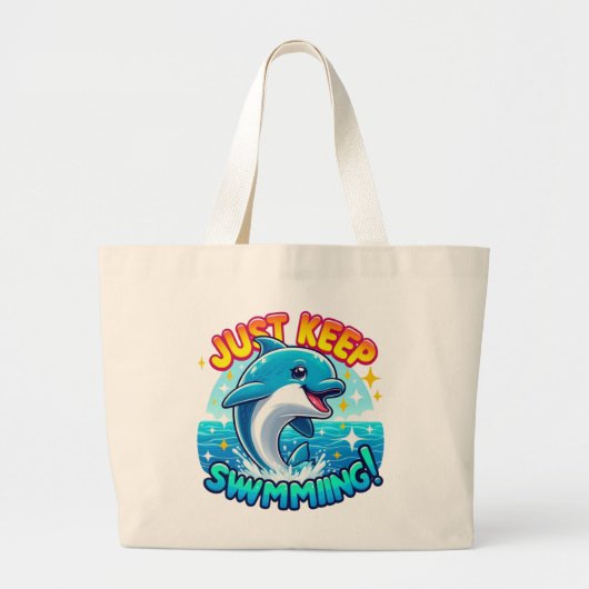 Blijf zwemmen Dolfijn Grote Tote Bag (Voorkant)