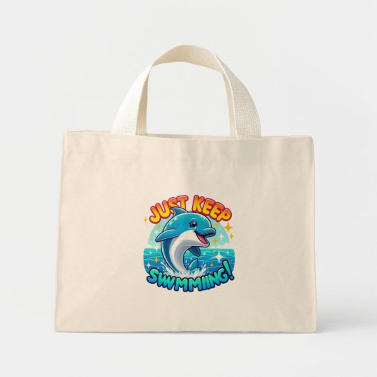 Blijf zwemmen Dolfijn Mini Tote Bag (Voorkant)