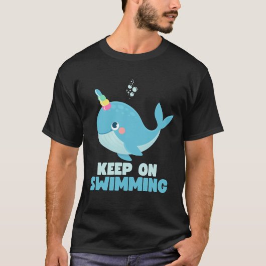 Blijf zwemmen Kawaii Whale T-shirt (Voorkant)