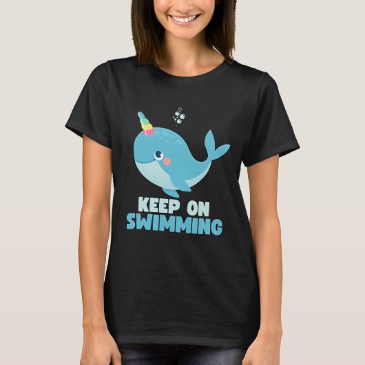 Blijf zwemmen Kawaii Whale T-shirt (Voorkant)