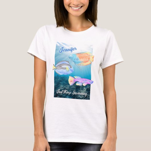 Blijf zwemmen met oceaanvissen t-shirt (Voorkant)