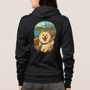 Blijke Samojed Wandelt langs het Stads Waterfront Hoodie