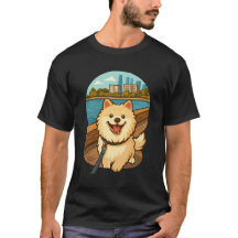 Blijke Samojed Wandelt langs het Stads Waterfront