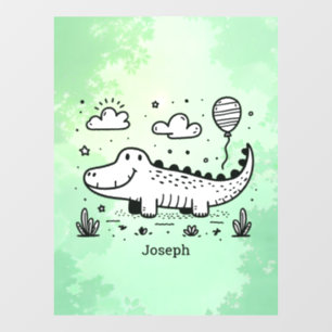 Blijle Alligator met Ballon - Mooie Kinderkamer Ku Raamsticker