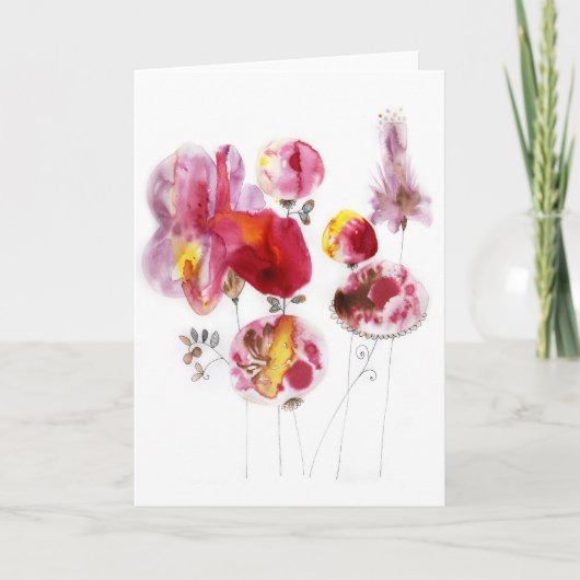 blijmoedige bloemen feestdagen kaart (Voorkant)