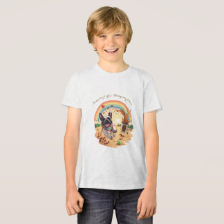 Blijmoedige Franse Bulldog & Koffie Splash – Pootj Tri-Blend Shirt