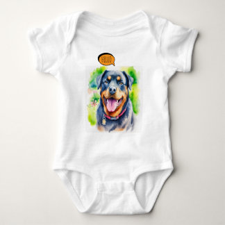 Blijmoedige Rottweiler Huisdier  in Waterverf Romper