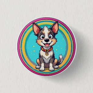 Blijtekenende Hond Ronde Button 3,2 Cm