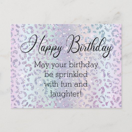 blijvend verjaardagscalligrafie leopard paars briefkaart (Voorkant)