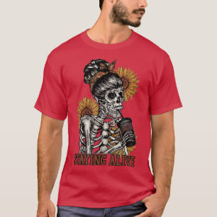 Blijvende Skeleton Drink T-shirt Skeletrant Zonneb