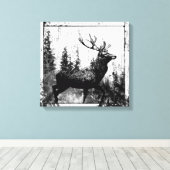  blik in zwart-wit, donkerder dier canvas afdruk (Insitu (Houten vloer))