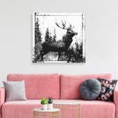  blik in zwart-wit, donkerder dier canvas afdruk (Insitu (Woonkamer))