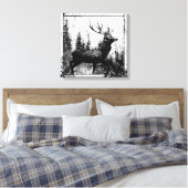  blik in zwart-wit, donkerder dier canvas afdruk (Insitu (Slaapkamer))