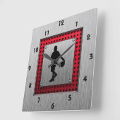 blik van geborsteld metaal, Basketball; Rood Vierkante Klok (Hoek)