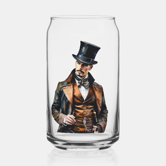 Blikglas met waterverf man print blikvorm glas (Voorkant)