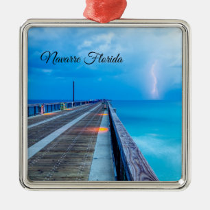 bliksem bij Navarre Beach pier Ornament