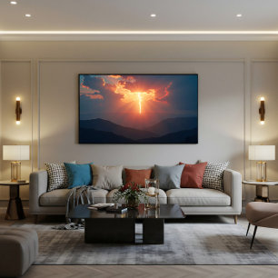 Bliksem bij schemering canvas afdruk