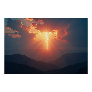 Bliksem bij schemering perfect poster