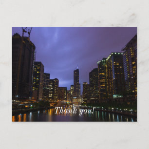 Bliksem boven Chicago River Bedankkaart Briefkaart