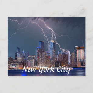 Bliksem boven New York City Briefkaart