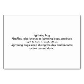 Bliksem Bug, Firefly, Insect lezing Flashcards Kaart (Achterkant)